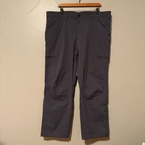 George‎ Mens Fleece lined Cargo Pants 40x30 Gray Flat Front Zip Pockets  Casual